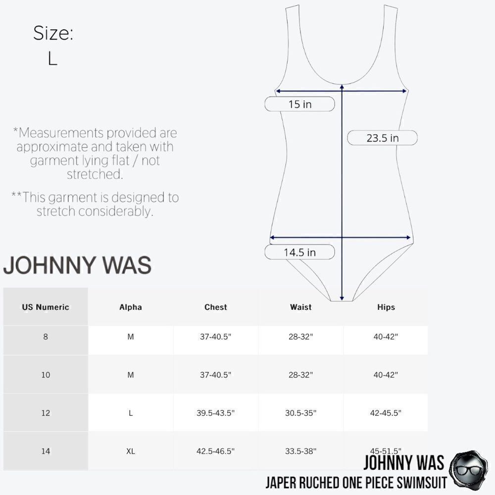 JOHNNY WAS JAPER RUCHED ONE PIECE SWIMSUIT IN FLORAL BLUE RED SMALL, LARGE NEW - Picture 16 of 16